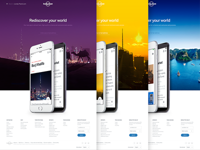 Lonely Planet Guides - Teaser Site. android app framer framerjs ios landing lonely photography planet site travel