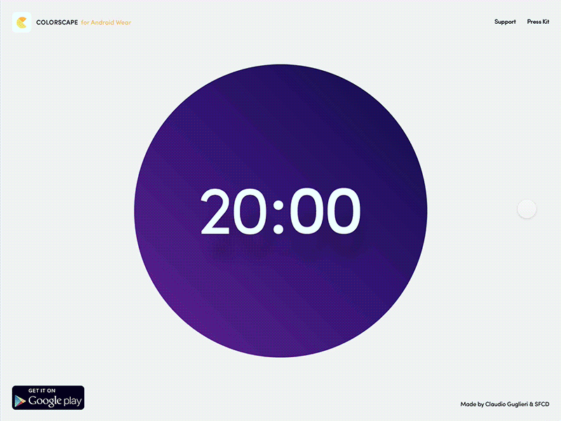 Colorscape - Initial Site Design Prototype. android app colors colorscape face free gradient hours time watch