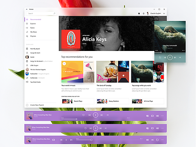 Music Player Explorations app fluent fluent design interface music music player windows