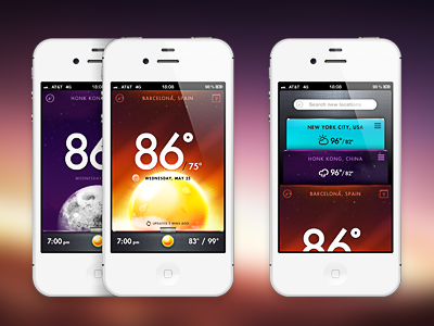 Iphone app sneak peek app icons interface iphone moon panels sun weather