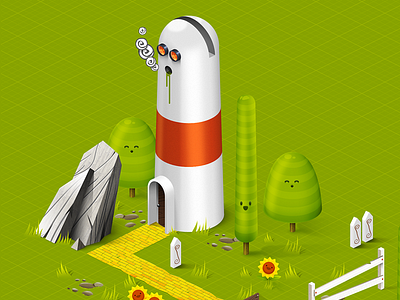 Isometric Game Detail 2 bale fence fences flower game grass isometric lighthouse rocks tree