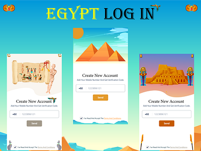 Log In Screen ( Egyptian civilization ) egypt graphic design log in mobile design ui ux