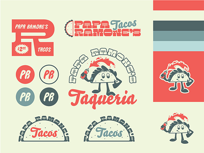 Papa Ramone's - Brand Starter Kit badge brand identity branding design flat freelance graphic design identity illustrator lockup logo mascot type badge vector
