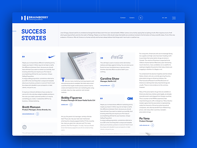 success stories blue clean font grid minimal story text typo typography ui web website
