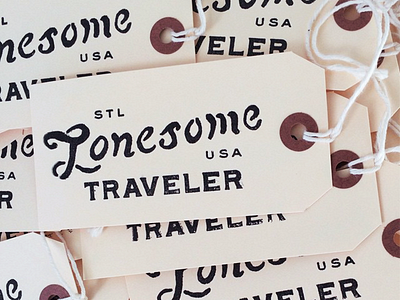 Lonesome Traveler // hand-stamped hang tags branding design hand stamped handdrawn identity lonesome traveler makers missouri made print rubber stamp
