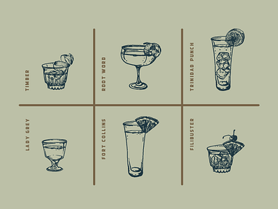 Retreat Gastropub / cocktails classic cocktail commission design drinks illustration menu print vintage