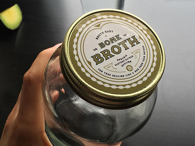 Broth Baby Bone Broth // label irl badge bone broth branding brothbabysf elegant etching identity jar label label packaging san francisco sticker