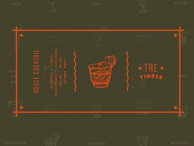 Retreat Gastropub / postcard front brewpub cocktail illustration mailer outdoorsy postcard print design recipe retreat gastropub