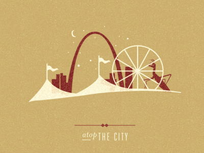 Atop the City illustration invitation st. louis the arch city museum wedding