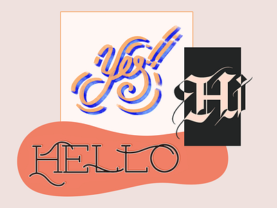 Yes Hi Hello hand lettered hand lettering handlettering typogaphy