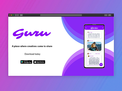 Social Guru/ Web Landing Page app design minimal ui ux