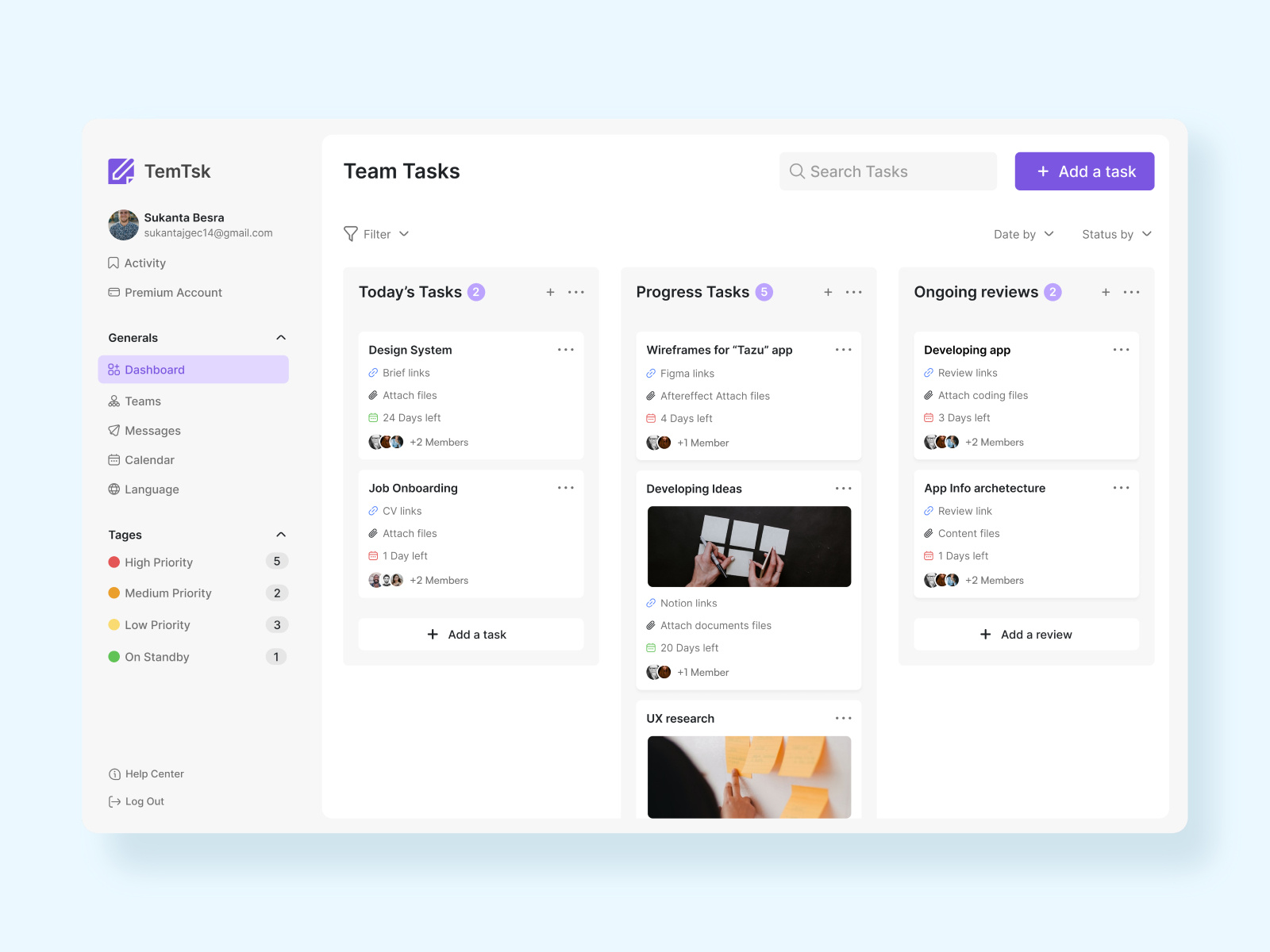 Project Managment Dashboard by Sukanta Besra on Dribbble