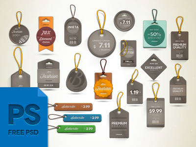 Premium Psd Labels ( Free ) discount download fashion labels offer price sale tags