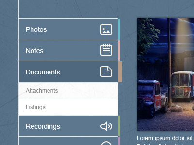 Flat Vertical Menu Navigation Widget (free psd) free psd menu navigation widget ui download vector