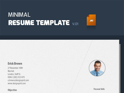 Minimal Resume Template (Illustrator) cv download free illustrator job photoshop resume vector