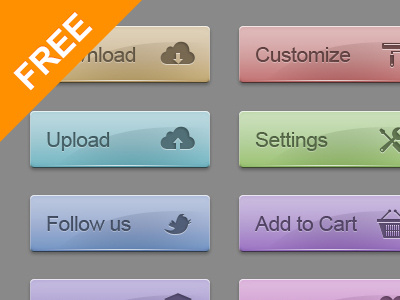 Glossy Web Buttons - Psd