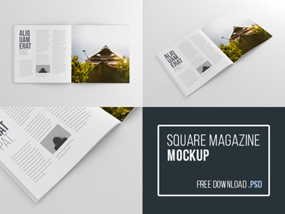 Free Square Magazine Mockup (Psd)