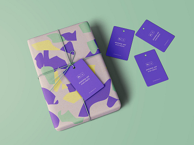 Free Wrapped Gift Package Mockup with Tags