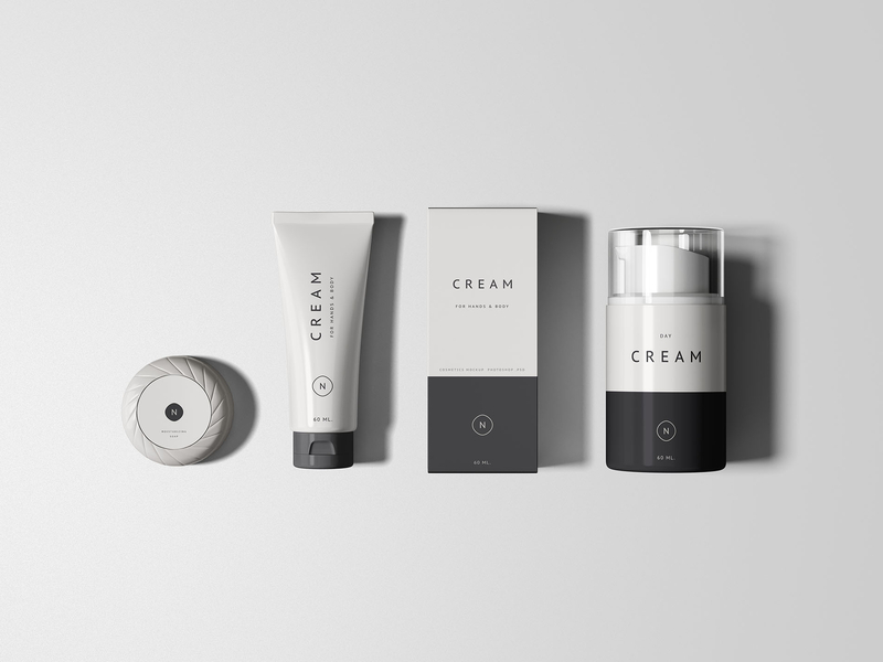 Download Cosmetics Packaging Set Mockup by Wassim on Dribbble