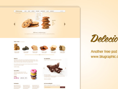 Delecioussary - Cookies Website blugraphic cookies delecioussary free psd template website