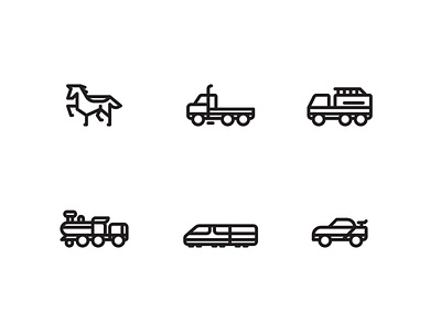 Transportation Vehicles Icon set adobe black design graphic design icon illustrator perfect pixel transportation ui ux vector vehicle white