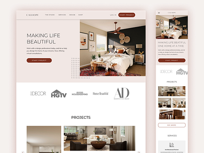 Calliope Interior Design Responsive branding design desktop interior design landing mobile responsive ui ux website