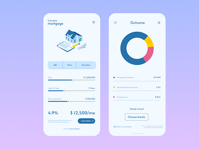 Mortgage Calculator UI Design app branding calculator dailyui day10 design illustration mortgagecalculator uidesign ux uxdesign vector