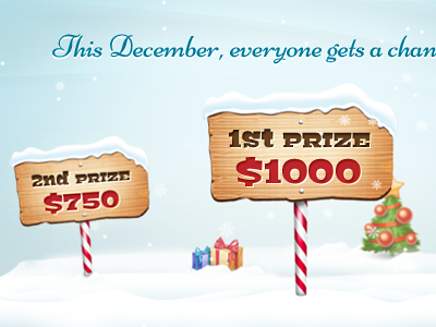 December Promo christmas december prizes sign snow