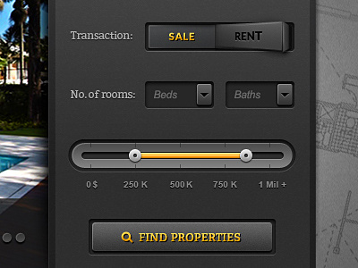 HomeQuest search button dual slider real estate search switch