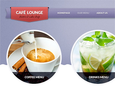 Cafe Lounge menus coffee drinks food menu