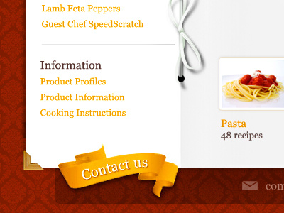 Bon Appetit bow contact food interface menu ribbon website