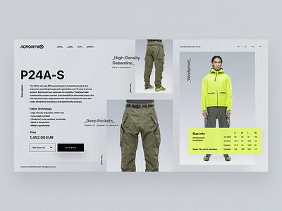 ACRONYM branding design fashion gear minimal store tech ui ux web website