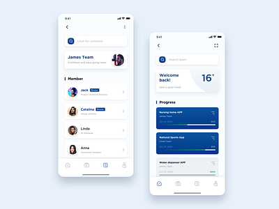 Team management applications app design ui