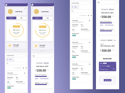 Billing Dashboard, Mobile design