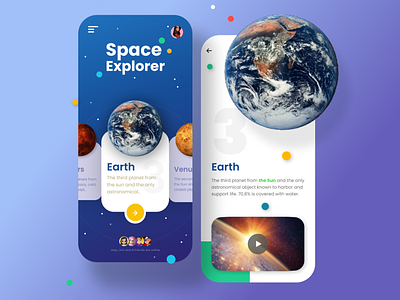 Space Explorer UI app blue design earth mobile ui out of the world space ui ux