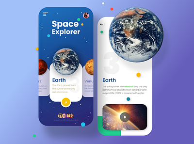 Space Explorer UI app blue design earth mobile ui out of the world space ui ux