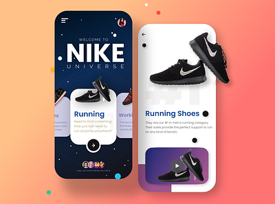 Nike UI app design mobile nike nike world product shoes ui ux