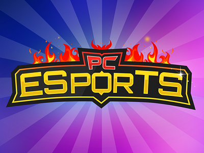 PC Esports Gaming Logo black designing esports esports gaming flare gaming gaming logo logo pc sports purple red sports yellow