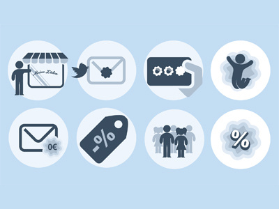 Shop Promotion Icons card customers deals discount email free happy loyality newsletter shop social store