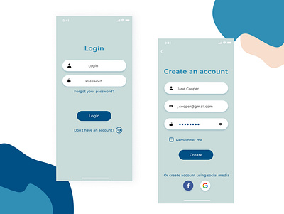 Login screens app design login mobile password registration shop ui ux