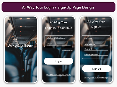 Mobile login page adobe xd adobe xd design app app design app ui design design in adobe xd login page signup page ui webdesign