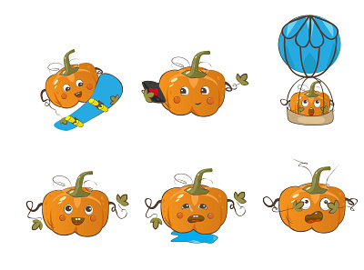 Emotional pumpkin characters character pumpkins vector