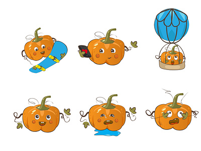 Emotional pumpkin characters