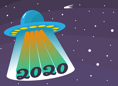 Ufo getting away year 2020 illustration ufo vector