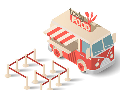 hippy mobile 2 01 food truck isometric illustration vector