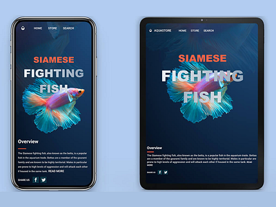 Responsive Website UI Design for a aqua fish page design fish website ipad iphone landing page design landingpage