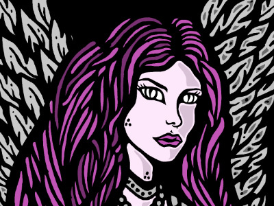 Veil angel art artist book design face feather illustration lineart tattoo wings
