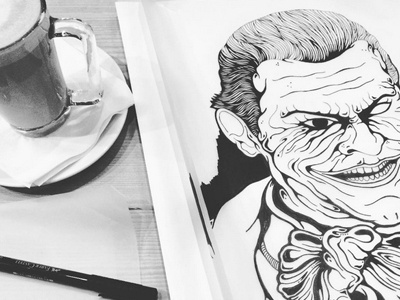 Joker1 art artist batman details handdrawn illustration ink joker lineart