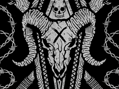 Wfd 3 barbwire bats black coffin goat grey illustration skull