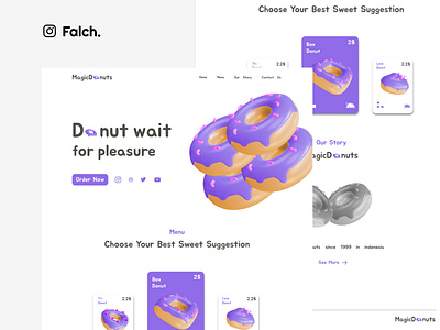 MagicDonuts - Food Delivery Landing Page app food food app landing page design ui uiuxdesign ux vector web web design